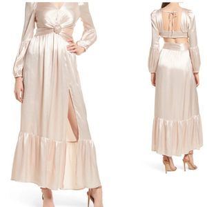 Rahi Twist Front Leila Luster Midi dress | Champagne | Medium | NWT